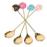 ELAYARD 4Stücke Rührlöffel Lange Löffel für Tee Desserts Eisportionierer Cocktails Leicht zu Reinigen Spülmaschinenfest Rostfrei