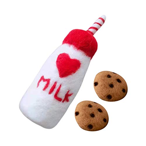 Baby Wool Felt Milk Bottle+Cookies Decorations Photography Props Infant Photo Accessories Home Party Ornaments Wool Felt Milk Bottle+Cookies