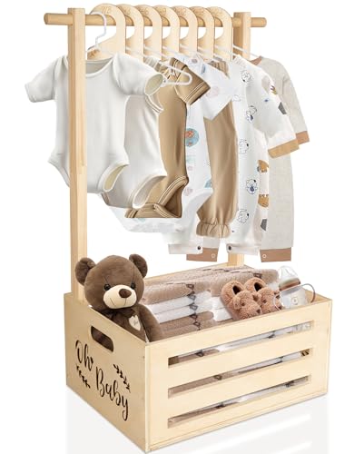 Gleebixi Wooden Baby Crate Closet - Baby Decorations Storage Crate with Handle - Pregnancy Gifts for New Parents