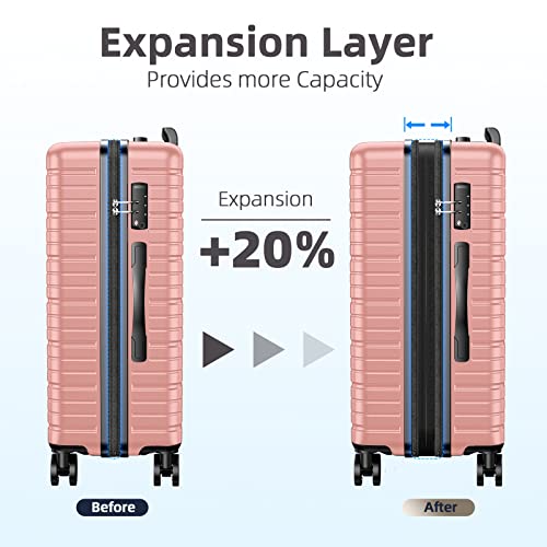 Beow Luggage Sets 4-Piece (16/20/24/28)" Expandable Suitcases With Wheels Pc+Abs Durable Hardside Luggage Clearance Pink #TOP5