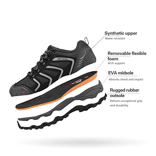 Nortiv 8 AE-2-B1-160448_LOW-BLK_D.GRY-SZ-10 Men'S Low Top Waterproof Hiking Shoes Lightweight Trekking Trails Outdoor Work Shoes 160448_Low Armadillo Black Dark Grey Size 10 M Us thumb #3