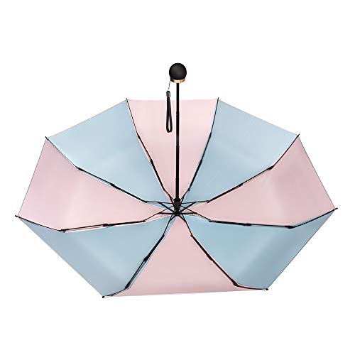 ATOFUL 8Ribs UPF50+ UV Blocker Parasol Manual Mini Umbrella Windproof UV Protection Wind Resistant Lightweight Folding Sun-Rain Anti UV Umbrella 7.8” Titanium Compact Vent Sun Umbrella (Pink-Blue) - Thumbnail 3