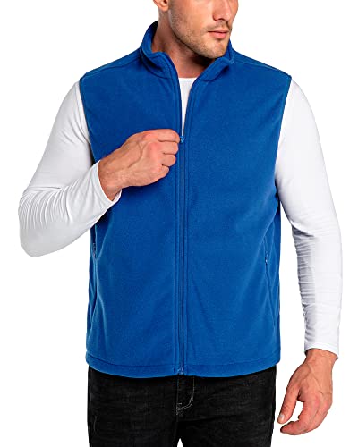 Outdoor Ventures Herren Fleece gefütterte Weste Leichte ärmellose Jacken für Herren Warme Arbeitsweste mit Taschen zum Wandern, Klettern, Reisen Blau L Cover