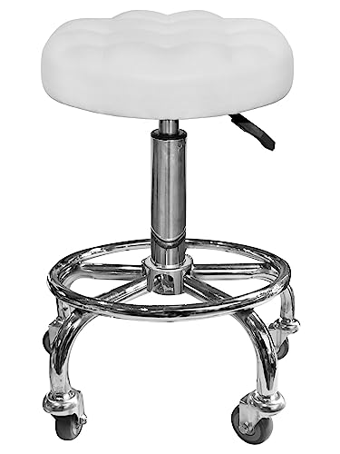 CADEIRA MOCHO BRANCA BASE CROMADA ESPUMA CONFORTÁVEL ESTEK