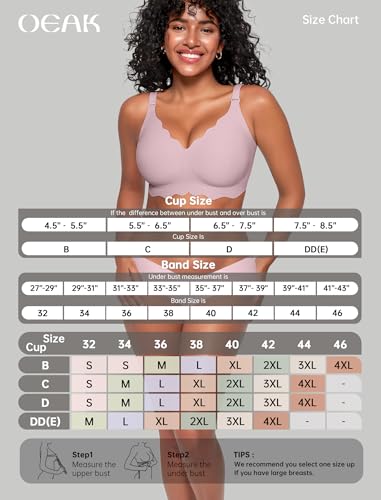 Image of OEAK Women Value Series Jelly Bras Wireless Pushup Convertible Bra | Everyday Essentials,Comfortable Bralettes,No Underwire,Full Coverage,Support Lift,Tshirt,Soft,Seamless,Scalloped