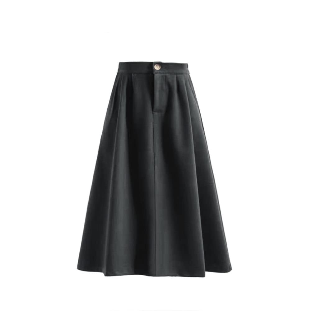Faldas para Mujer Longitud Mediana, Elegante Falda Negra De Invierno Cintura Elástica Falda De Talle Alto Fruncida De Punto Elegante Faldas Plisadas Acampanadas(Grey)