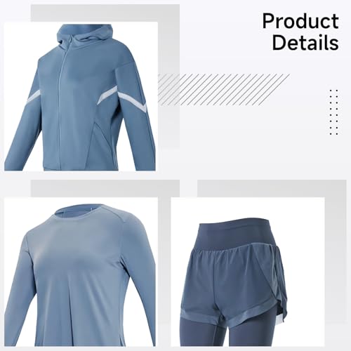 Vêtements de sport femme ensemble 3 pièces polyester veste short pantalon XXL - 5