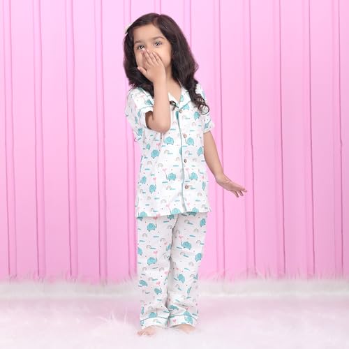 Image of POLKA TOTS 100% Pure Cotton Half Sleeve Night Suit for Kids, Girls & Boys | Cotton Pyjama Set | Unisex Night Dress for Children | Night Suit for Girls |Sleepwear for Kids | Winter Night Dress for Boys