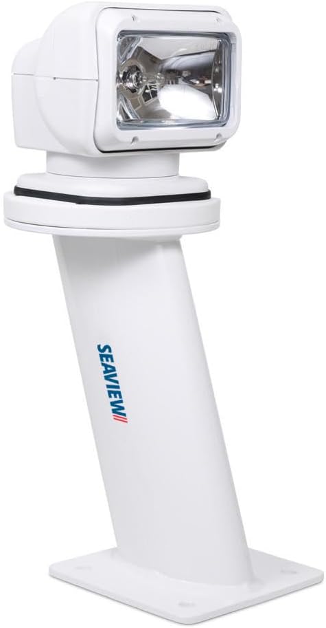 SEAVIEW AFT Leaning Camera & Searchlight Mount | Designed for Thermal Cameras & searchlights | 7" x 7" Base Plate | Hollow Mast for Cable Management
