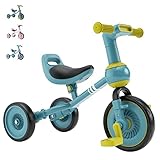 YMINA Triciclos para Niños 3 en 1 Triciclos Bebes Bicicleta sin Pedales Niños 10 Meses a 3 años Altura Ajustable Bicicleta de Equilibrio Bicicleta Infantil Ultraligera (Verde)