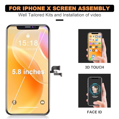 Moautodc For Iphone X 10 Screen Replacement Kit: Moautodc For Iphone X Lcd Display Screen,5.8 Inch Screen For Iphone Digitizer X thumb #5