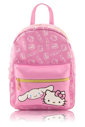 Fast Forward Mochila Sanrio Hello Kitty e Cinnamoroll para meninas | Mochila de couro PU com Hello Kitty e Cinnamoroll | Bolsa de viagem pequena, mochila leve | Idades a partir de 3 anos