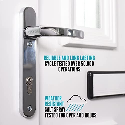 UPVC Door Handles Set - Polished Chrome - Lever/Lever - 92mm PZ (Centres) - 122mm Screw to Screw - Backplate 212mm X 34mm - UPVC Door Handle - Polished Chrome Replacement Handles - PVC Door Handle