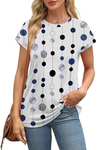 Image of Alaroo Womens Summer Tops Short Sleeve Shirts Crew Neck Cute Trendy Tunic Blouses (S-3XL)
