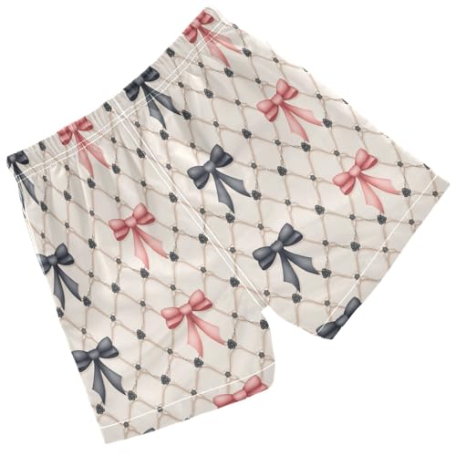 Pigsaly Boys Swim Trunks Checked Bows Ribbons Black Red Boys Board Shorts Swimsuit Swimwear Summer Bathing Suit S2