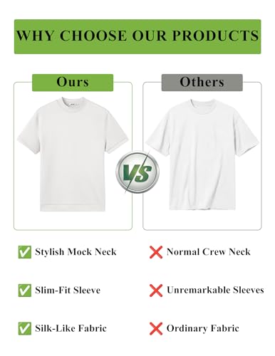 COOFANDY Mens Short Sleeve Turtleneck Sweater Slim Fit Business Sweater | Silky-Soft Fabric,Short Sleeve Mock Neck,Slim Fit Basic Top,Blazer-Ready Layering,Business Casual Style,Fashion,Stylish - image 4