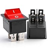 Twidec/2Pcs Rocker Switch AC 10A/125V 6A/250V DPST 4 Pins 2 Position ON/Off Red LED Light Illuminated Boat KCD4 Rocker Switch Toggle KCD2-201N-R