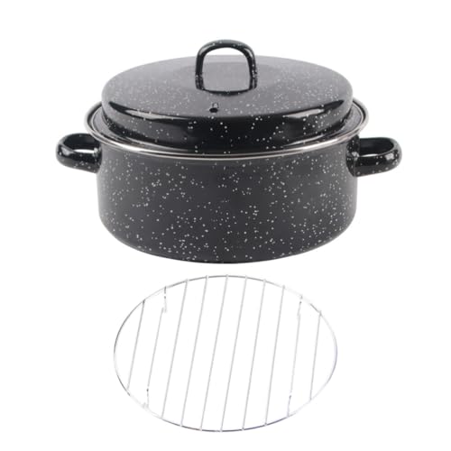 Ustensile de cuisine pratique plat à rôtir émail avec couvercle pour four et barbecue - 2
