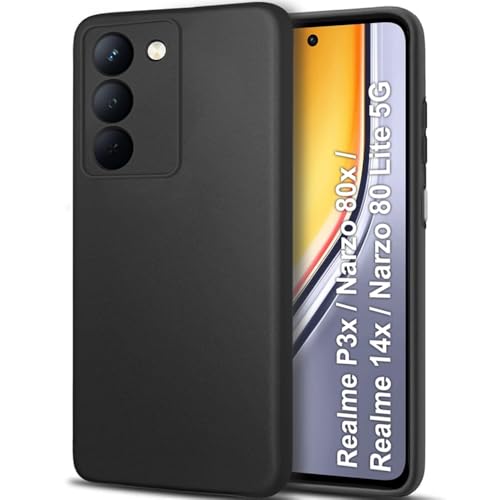 Image of TheGiftKart Sleek Back Cover Case for Realme P3x / Narzo 80x / Realme 14x / Narzo 80 Lite 5G | Slim Fit Protective Design | Ultra Matte Finish | Camera Protection Bump | Soft Case (Silicone, Black)