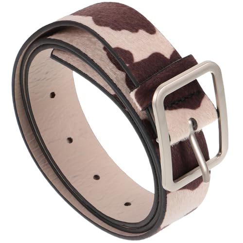 SUPVOX Cow Print Pu Leather Belt for Women - Animal Print Style Fashion Belt for for Jeans, Fits 27