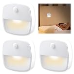 Piaeny 3PCS Motion Sensor Lights Indoor, Battery Operated Night Light with Adjustable Warm White and Cool White, Stair Lights with Motion Sensor for Stairs Bathroom Hallway and Indoor Night Use