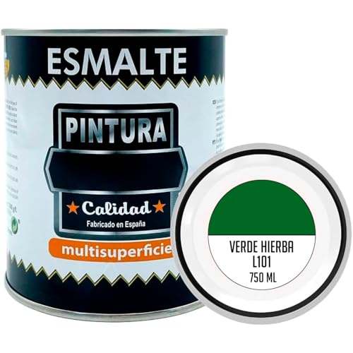 AC - Bote de Pintura Esmalte - Fabricado en España - Ideal para Cualquier Superficie, Madera, Plástico, Cristal o Cemento - Capacidad de 750 ML - Verde Hierba (L101)
