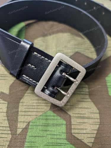Reproductions WWII GERMAN VINTAGE OFFICER DOUBLE CLAW BLACK LEATHER BELT LENGTH 50INCH Waist hole size: 36-46" SIZE XL3