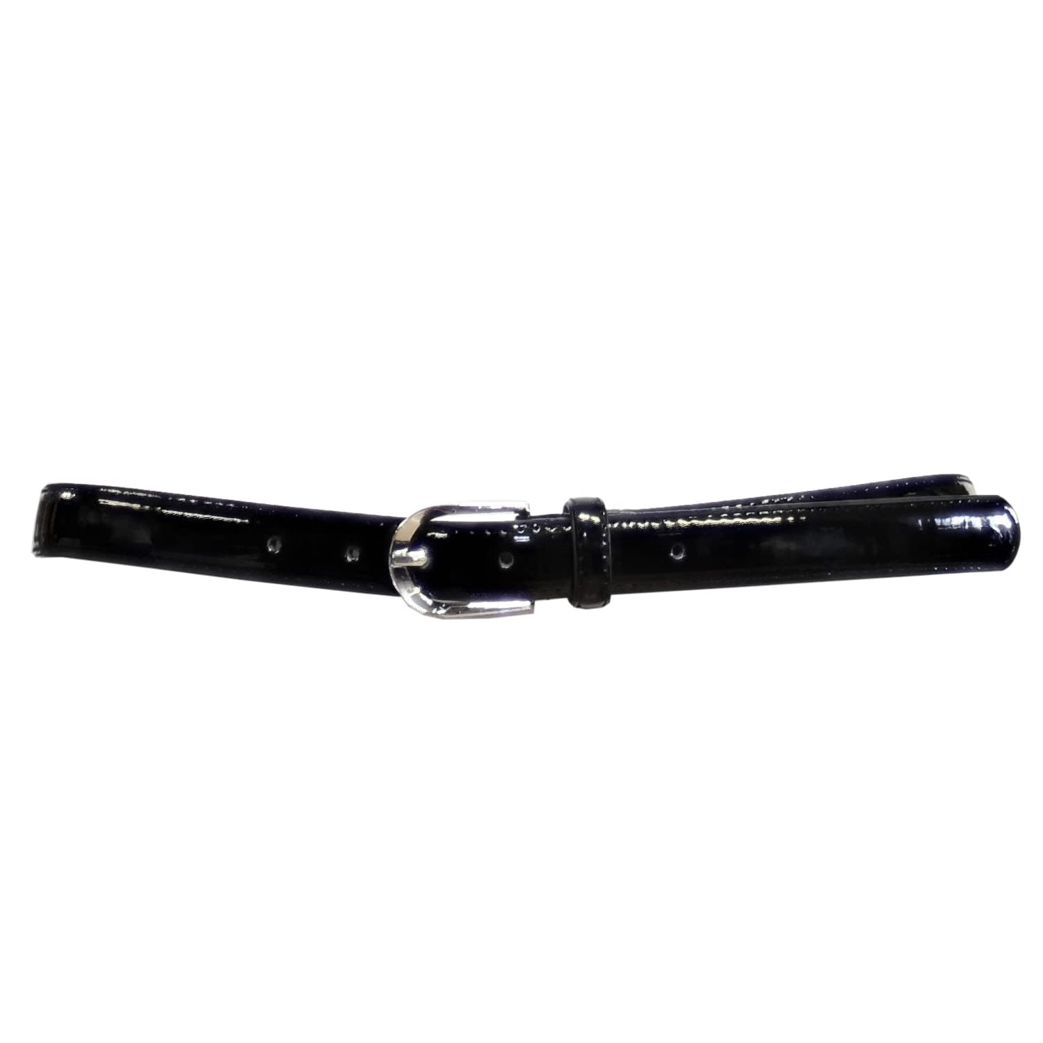 Zac's Alter Ego Women's Black 2.5Cm Shiny Skinny Pencil Belt With Silver Buckle