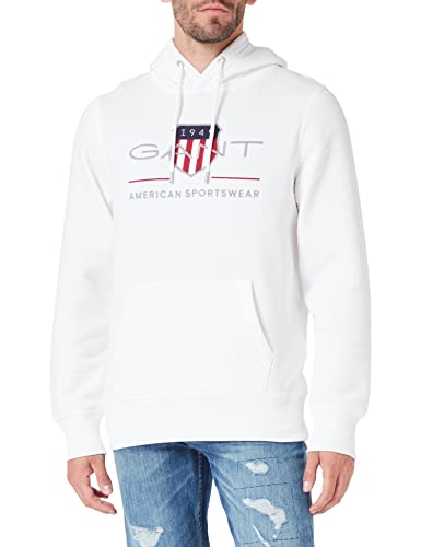 Gant Herren Reg Archive Shield Hoodie Kapuzenpullover, Eggshell, L EU – Ansicht 1