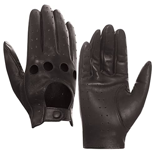 Harssidanzar Gants de conduite en cuir GL009EUA Taille M