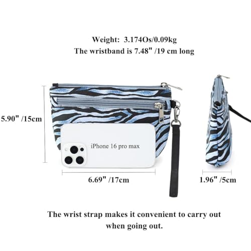 Image of Small Wristlet Wallets for Women, Zip Clutch Bag with Wristlet Pouch, 3-Zipper Original Design