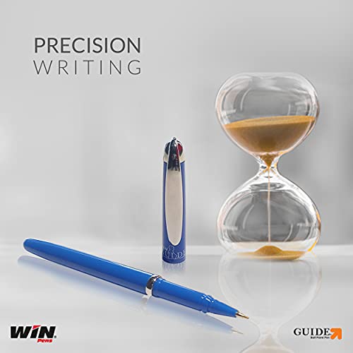 Image of WIN Guide Ball | 20 Blue Ink Pen | 0.6 mm Sharp Tip | Smooth Writing | Lightweight Multicoloured Body | Refillable Pen | Ideal Study & Professional Use | Premium pen