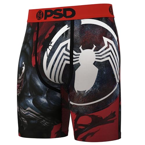 PSD Men's Marvel Print Boxer Briefs - 7 Inch Inseam Breathable and Supportive Men's Underwear with Moisture-Wicking Fabric