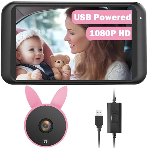 Image of Babyvue BV2 USB Baby Car Camera: 4.5" 1080P Car Seat Camera with IR Night Vision & Shockproof Clip, Real-Time Infant Monitoring, Baby Must Have Gift for New Moms & Newborn Essentials