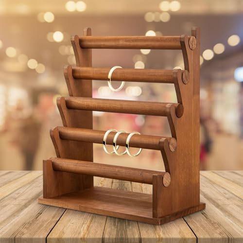 Pinzoveco – Espositore Girevole Per Bracciali 3 Livelli In Legno – 38 Ganci Con Lavagna - 5