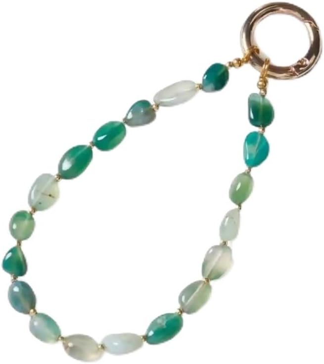 Bloomish Natural Colorful Rutilated Quartz Phone Charm - Handmade Crystal Bead Phone Strap with Gold Sand Accent, Anti-Loss Wrist Lanyard for Women, Elegant Mobile, Purse, Bag Accessory Gift
