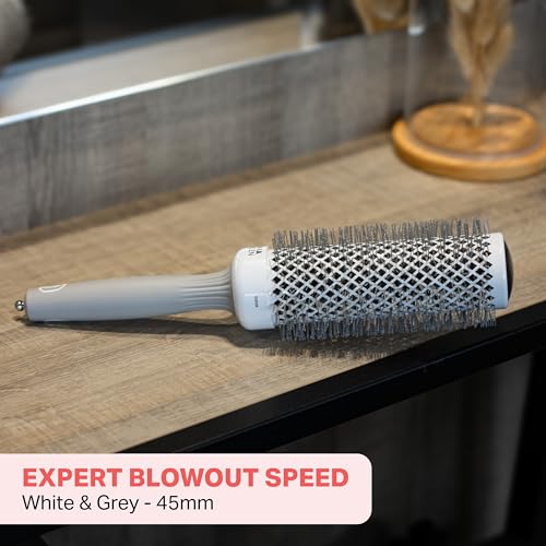 Olivia Garden Expert Blowout Round Hair Brush Speed White & Grey 45Mm - 2