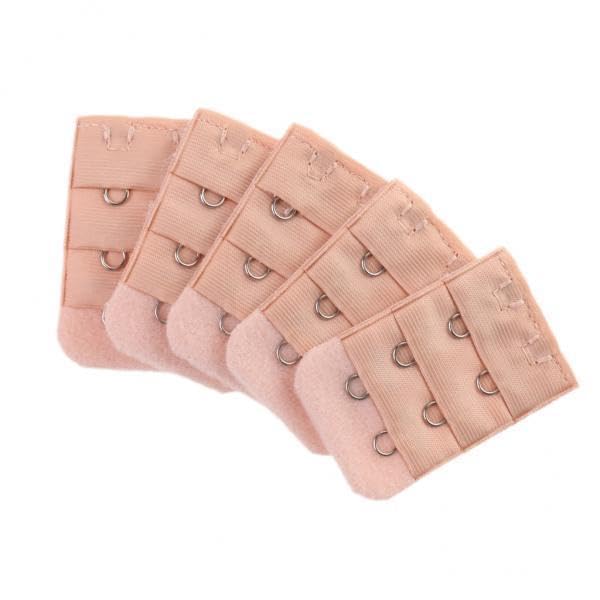 snappsy 8x5pcs Elastic Bra Strap Extension Bra Extenders 2X 3 Hook Beige-picture-7