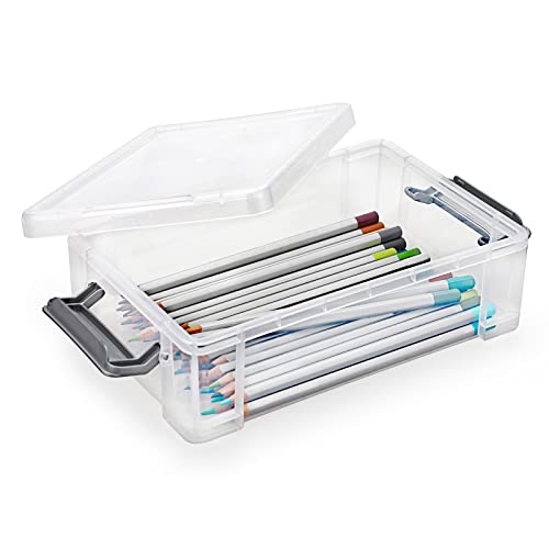 Btsky BTSKYTHN01007 4 Pack Large Capacity Plastic Pencil Box Stackable Translucent Clear Pencil Box Office Supplies Storage Organizer Box thumb #1