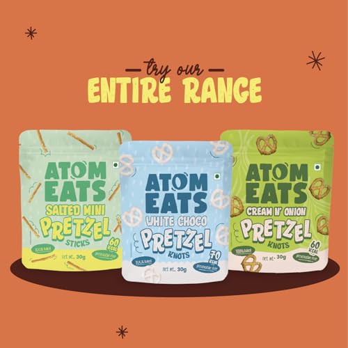 Image of Atom Eats Spicy Pretzels : Peri Peri 30g | Light & Crunchy Snacks, Perfect for Travel, Parties, Movies - Chatpata Flavor, Ideal for Namkeen Lovers - Snack Pouch | Imported Quality