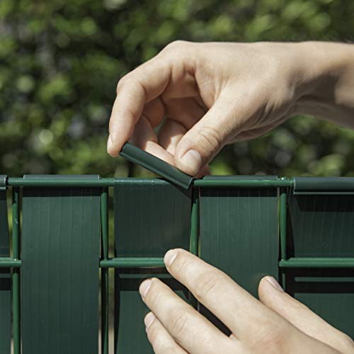 Windhager Sichtschutzstreifen Livingston, Zaunfolie, Sichtschutz für Zaun, Stabmattenzaun,Doppelstabmatten für Zaun, 50m x 4,6cm, grün