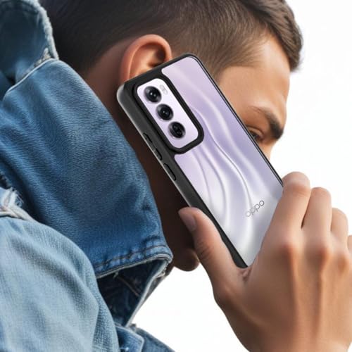 Image of KAPAVER Hybrid Clear Back Cover Case for Oppo Reno 12 Pro | Protective Shockproof Cleare Hard PC Soft Flexible Black TPU Cover