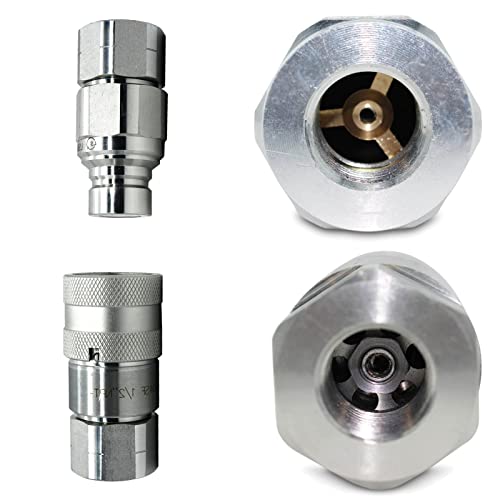 Image of Flat Face Hydraulic Couplers,1 /2 inch Skid Steer Hydraulic Couplers,For Bobcat Case,New Holland,Kubota,Quick Disconnect Coupler,NPT Thread