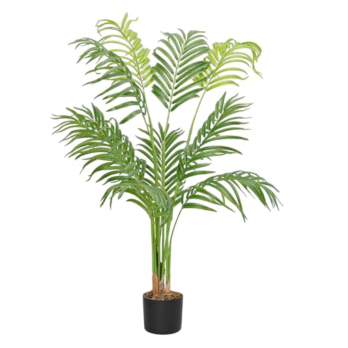 Image of 6ft Artificial Palm Tree Indoor Plant Tall Fake Tropical Paradise Palm Tree in Pot with Real Bark Design Faux Areca Palm Tree for Home Office Living Room Bedroom Farmhouse Modern Decor 1pcs