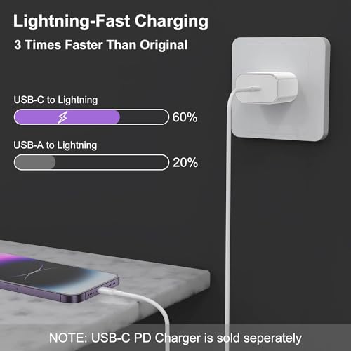 Image of NISHTECH USB C To Lightning Cable 1M iPhone Fast Charger Cable USB-C Power Delivery Charging Cord For iPhone 14 /13 /12 /12 PRO Max /12 Mini /11 /11PRO /XS /Max /XR /X /8 /8Plus /iPad Pack Of 1, White