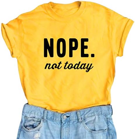 YITAN Women Cute Graphic T Shirts Teen Girls Summer Funny Tops Yellow X-Large