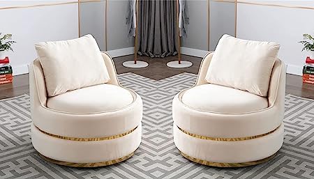 Image of Chair Armchair Single Sofa Chair for Small Apartments, Living Room or Bedroom Chair (Pink, Set of 2 Chairs) (Off White)