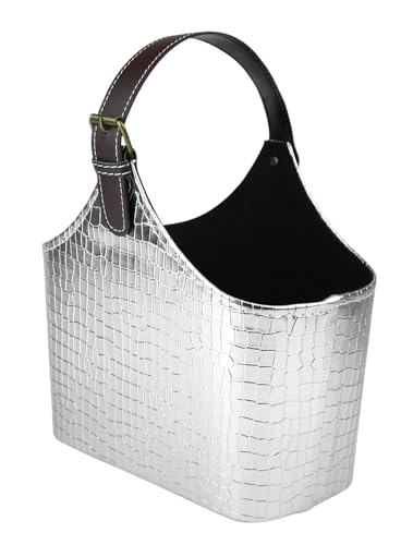 Panier de rangement crocodile argenté aux finitions haut de gamme - 2
