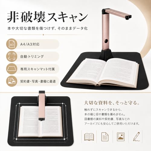 iOCHOW スキャナー ドキュメントスキャナー a3 a4対応 非破壊 書画カメラ 高速 スキャン 1800万画素 OCR Windows対応