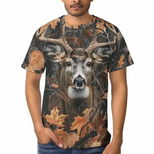 Camo Deer/Bear/Wolf Camouflage Hunting Tshirt Mens Animal Print Outdoor Casual Short Sleeve T-Shirts - Main Image